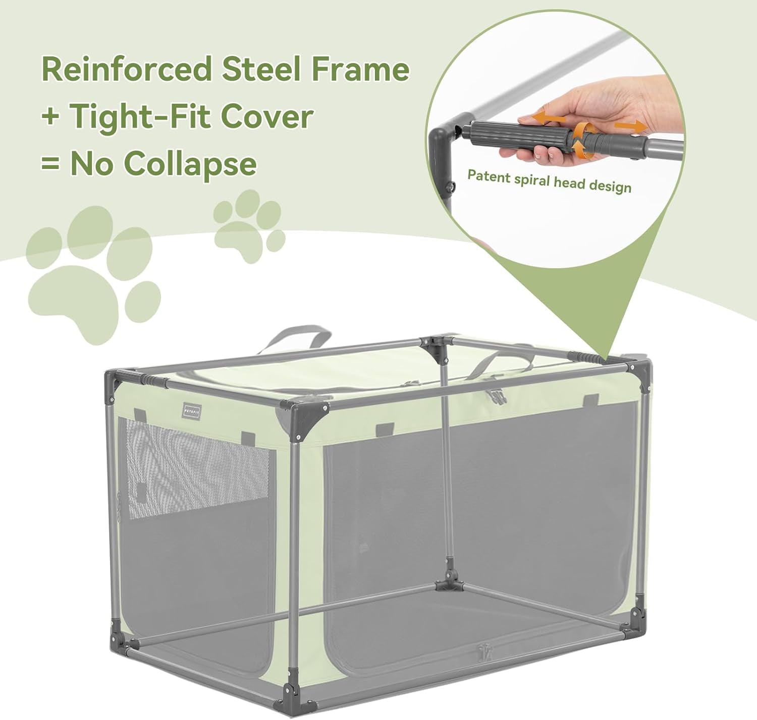 Soft Dog Crate, Dog Travel Crate - 36 Inch Lightweight, Easy Setup, Sturdy Portable Dog Crate, Adjustable Framework with 3 Mesh Door, Soft Sided Collapsible Dog Kennel Green