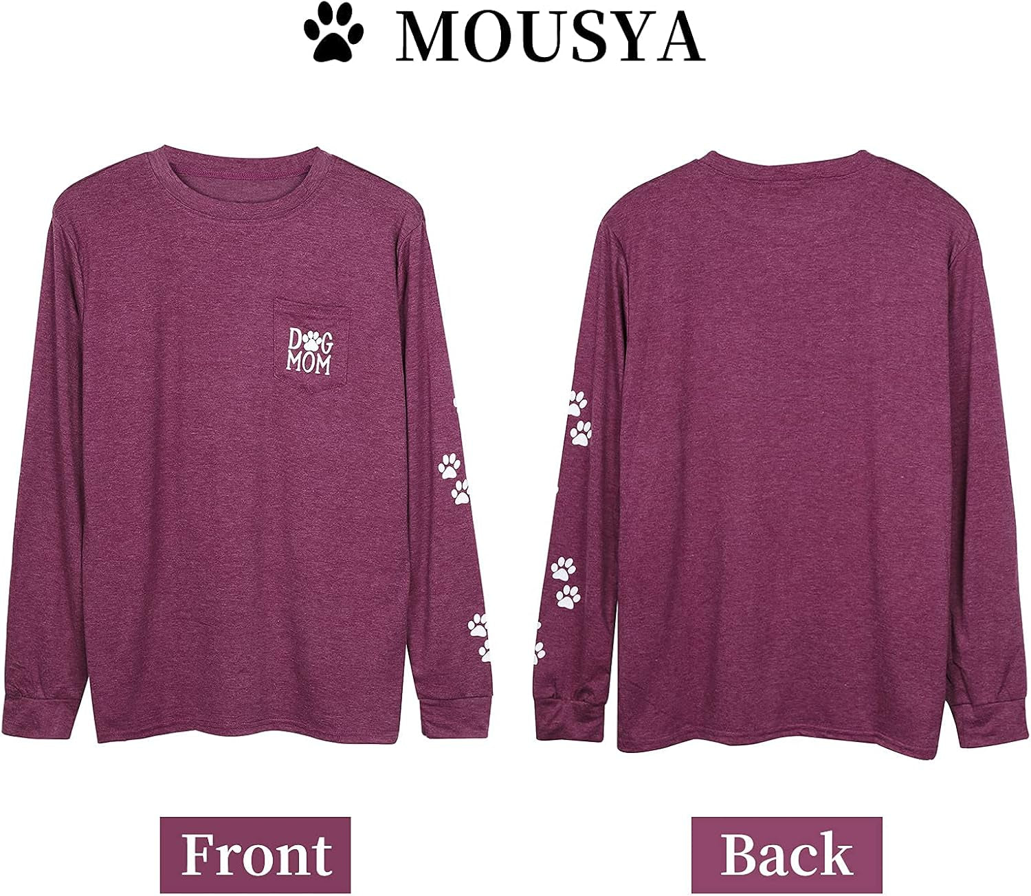 Women Dog Paw Shirt Paw Print Shirts Patch Pocket Casual Long Sleeve Shirt