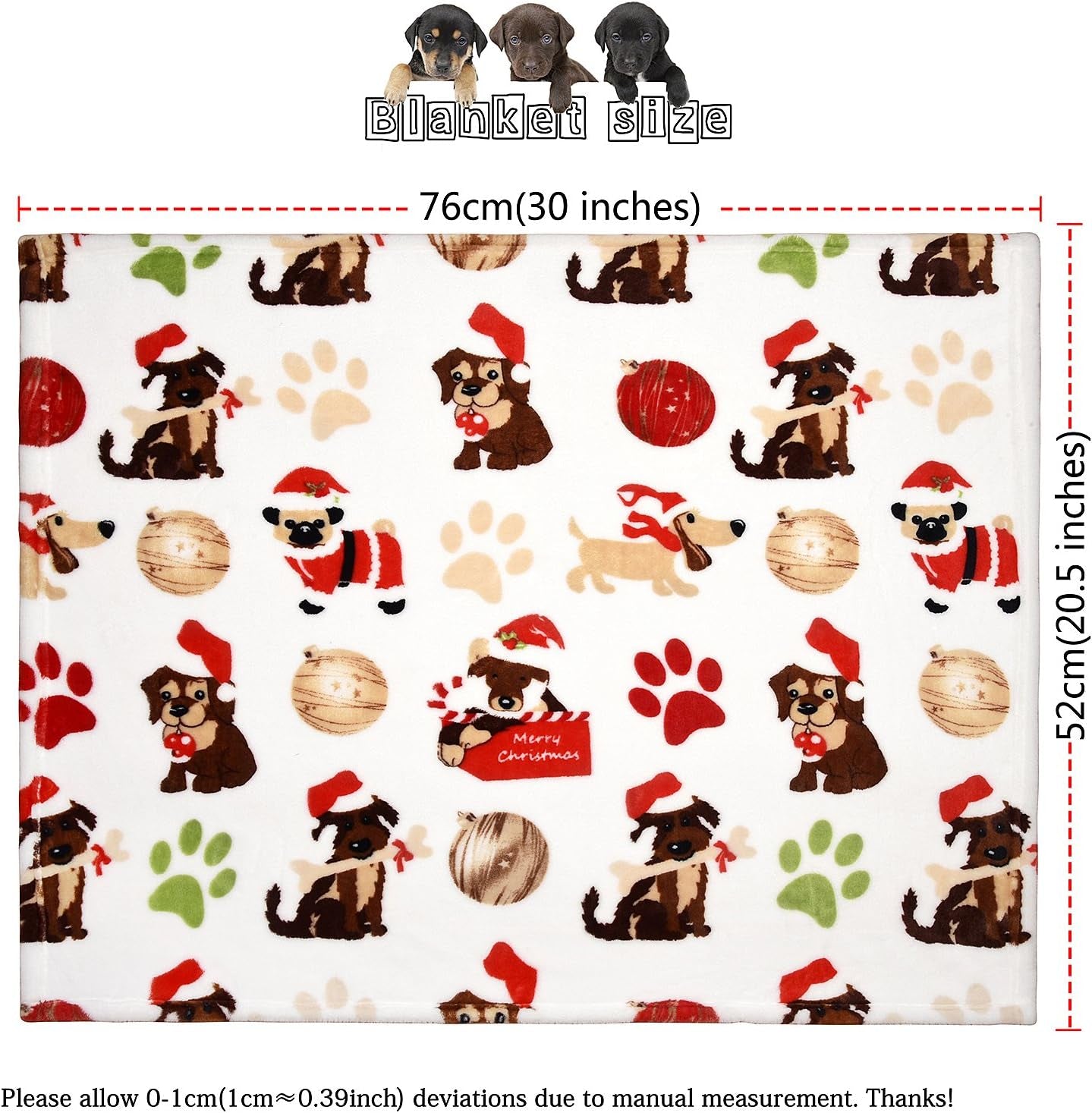 Washable Dog Blanket Soft Fleece Pet Flannel Throw Blankets for Small Dogs and Cats (21 * 30 Inch)