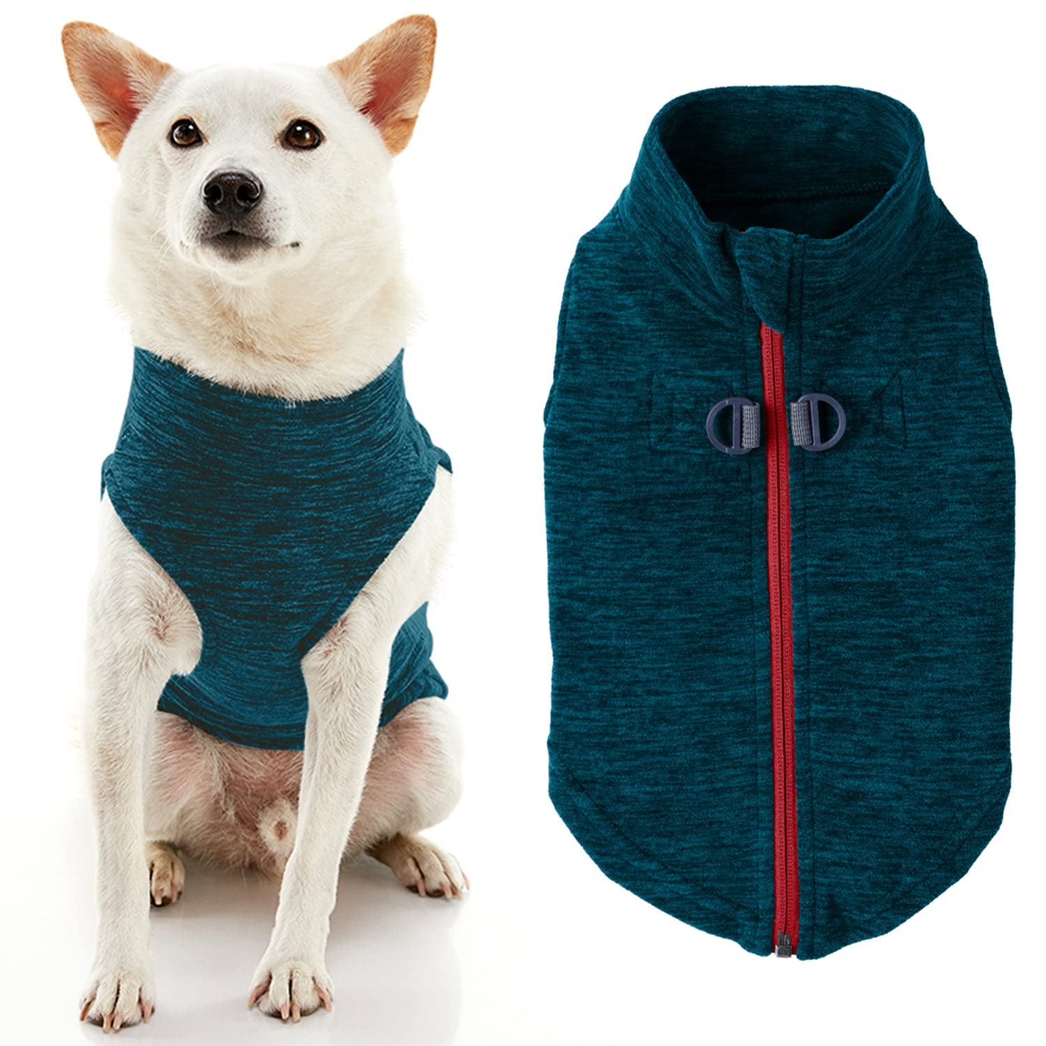 Gooby Zip Up Fleece Dog Sweater