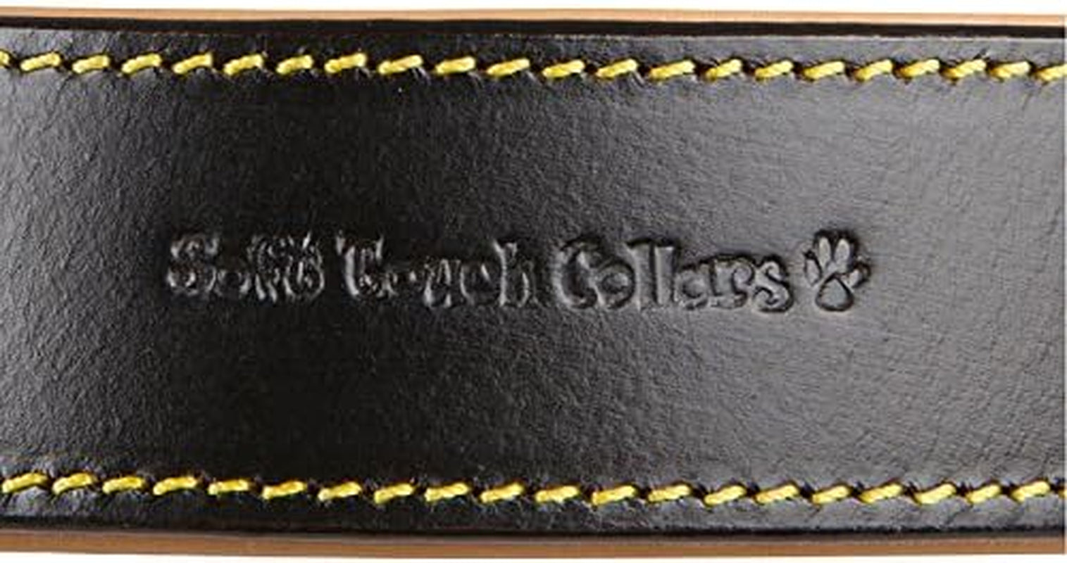 Black Leather Padded Dog Collar, Size Medium, 20" Long X 1" Wide, Neck Size 14.5" to 17.5" Inches