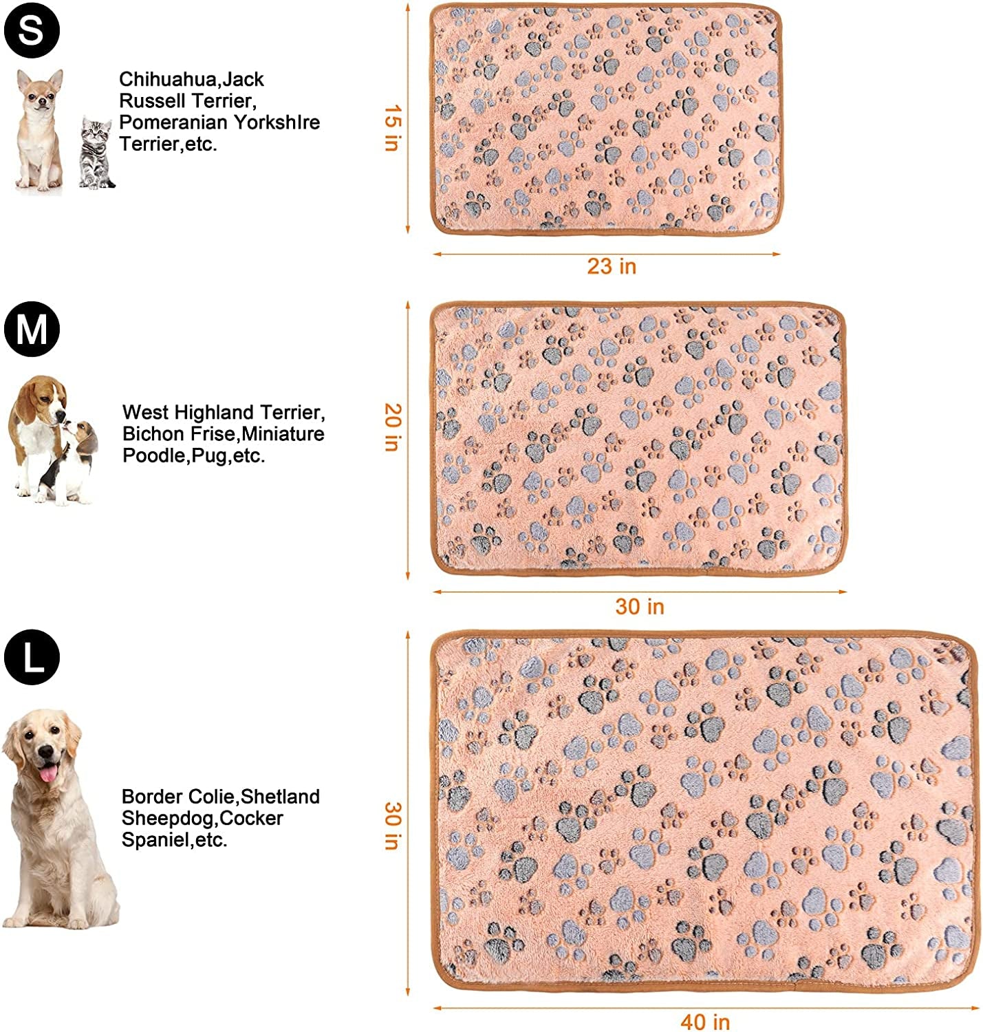 3 Pack Cat and Dog Blanket Soft & Warm Fleece Flannel Sleep Mat, Great Pet Throw for Puppy, Kitten,Cats,Small, Medium & Large Dogs (Medium 30" X 20")