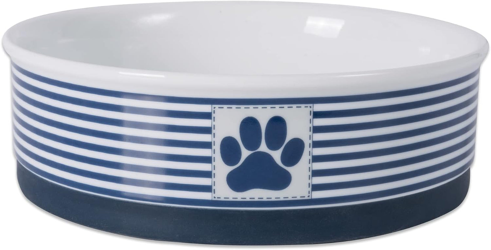 Paw & Patch Ceramic Pet Collection, Large Set, 7.5X2.4", Nautical Blue, (Pack of 2)